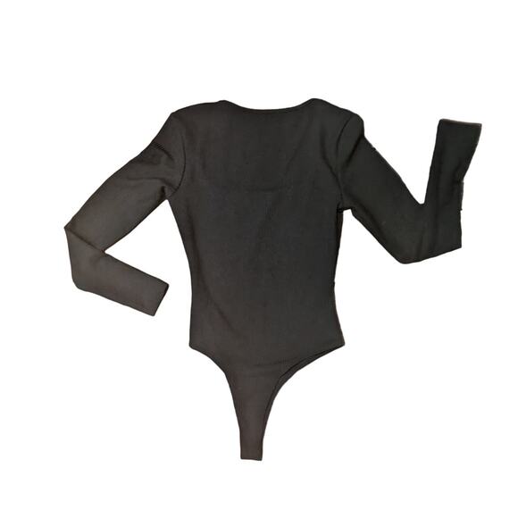 NWT CIDER Solid Square Neck Long Sleeve Bodysuit Size M - Picture 2 of 5